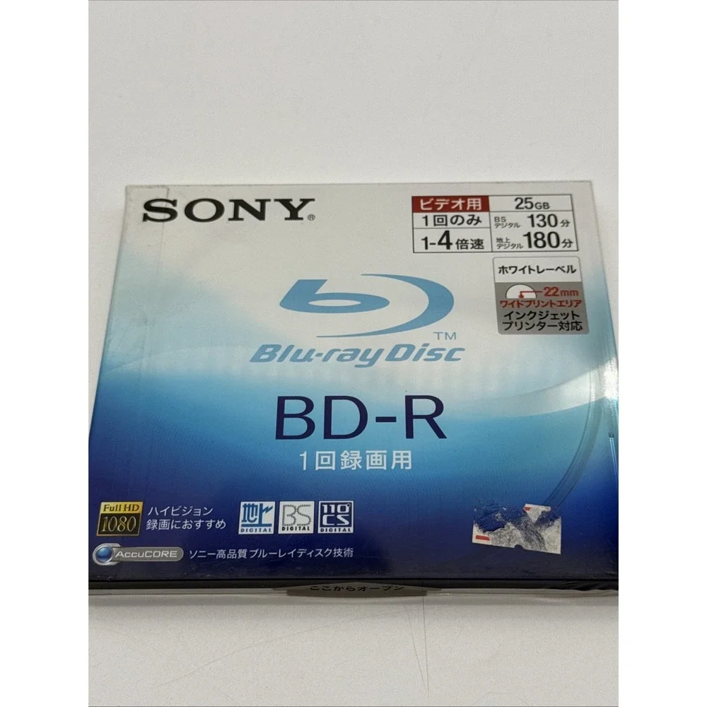 ⁠Sony BD-R 25GB 1-4x Blu-ray Disc Made in Japan Printable Sealed BNR1VBPJ4⁠